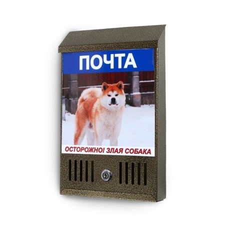 Mail box with a lock, vertical, bronze, picture mix-2