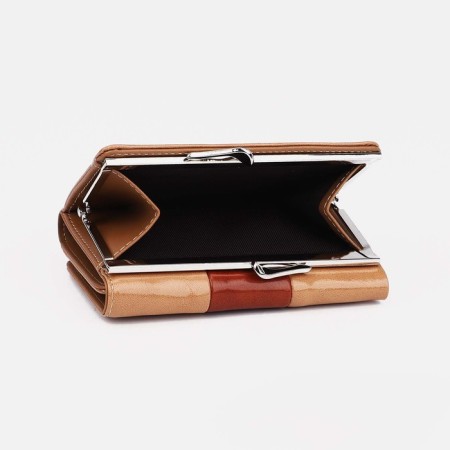 Women's wallet on the button, brown color-2