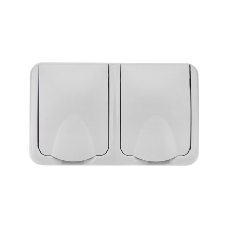 Horizontal block 2 sockets (ceramics) mini ip54 with grounding, o/y, gray kranz-3