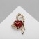 Brooch "Heart" Abstract, red color in gold