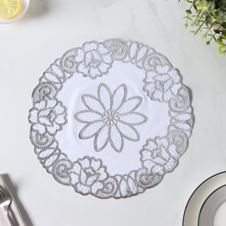 A set of openwork shade “Flowers”, D = 30 cm, 4 pcs, PVC, silver color-3