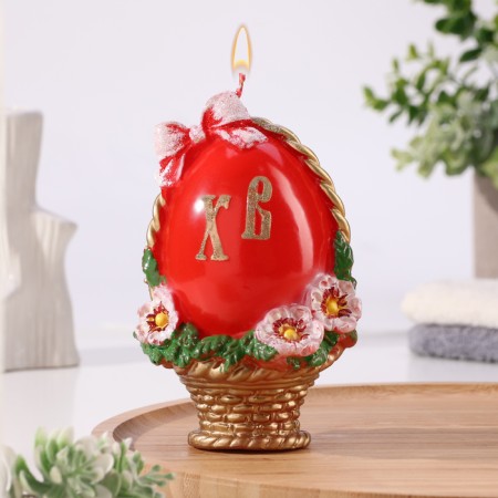 Figure candle large "Easter egg in a basket", 9.5x14.5 cm, 220 gr