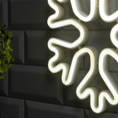 Neon sign "Snowflake" 30 cm, AAX3 batteries (not in the kit), USB, glow white glow-2