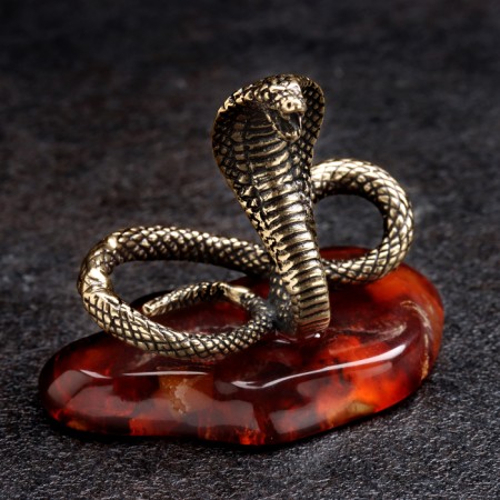 Souvenir "Snake of Cobra", large, brass, amber