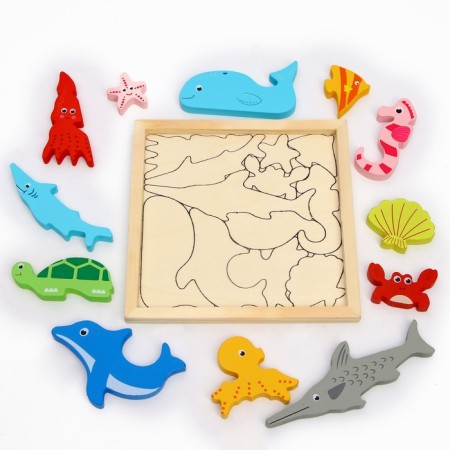 Children's developing puzzle in the frame "Sea Animals" 16.6 × 16.6 × 1.2 cm-6