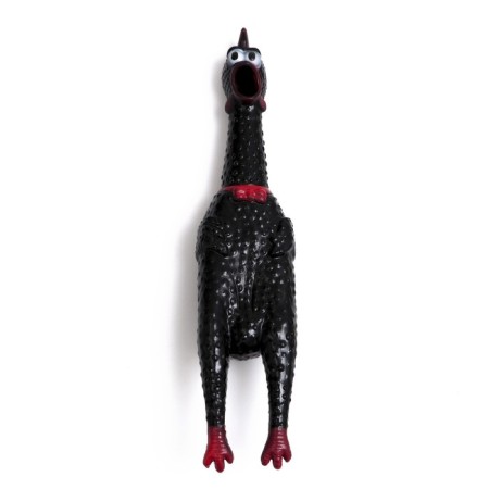 The squeak of "thoughtful chicken" for dogs, 28 cm, black-1
