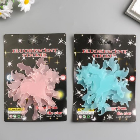 Plastic sticker phosphorus "unicorns" set of 4pcs mix 17x12 cm-4