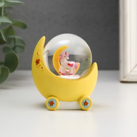 Souvenir Polystone Water Ball "Unicorn in the stroller" MIX 5x5x7 cm-1