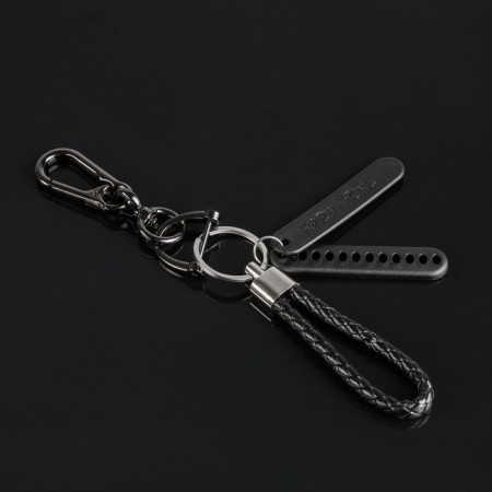 Key keychain loop with a mobile phone number, carbine, black-2