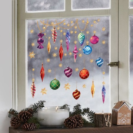 Window sticker "Happy New Year", toys, reusable, 33 x 50 cm, New Year-2