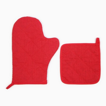 Set of kitchen. Dolyana "Mushrooms": mittens 20x28 cm, severity 17x17 cm, 35% HL, 65% PE-2