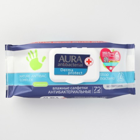 Wet napkins Aura, antibacterial, 72 pcs.-2