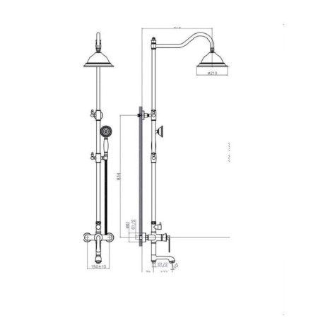 Shower system Rush Flores FLG0835-5, tropical shower, hand watering can, gold-1