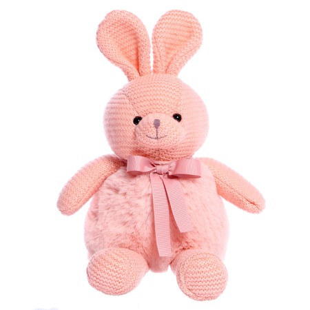 Soft toy "Knitted bunny", pink color, 38 cm-3
