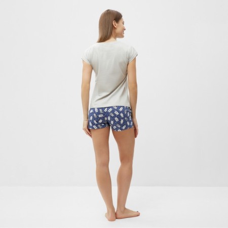 Homemade female set (T-shirt/shorts), light gray, size 48-1