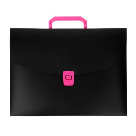 A4 portfolio folder, 700 μm, 1 department, calligrata, black with pink elements