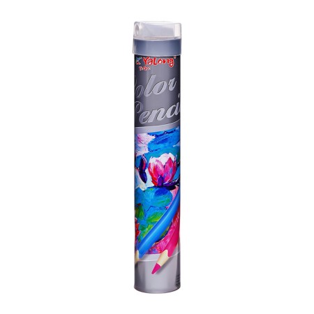 Pencils 12 colors, in a tube metal, hexagonal, wooden, landscape-6