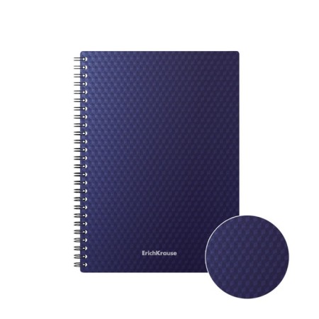 A notebook of 80 sheets in a cage on a spiral Erichkrause Total Blue, a plastic cover, an offset block, whiteness 100%, blue-2