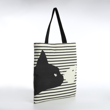 Bag Schoper without fastening, from textiles, beige color