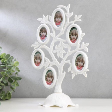 Photo frame plastic in 6 photos 4.5x3 cm "tree with fruits" white 26.5x19.5x11 cm-1