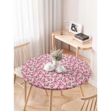 Tables on the table “Many butterflies”, round, oxford, elastic band, size 120x120 cm, diameter 75-100 cm-2