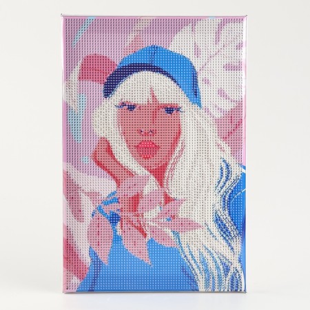 Diamond mosaic with a complete filling on the subframe "Girl in the cap", 20 × 30 cm-3