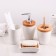 A set of accessories for the Bamboo bathroom, 4 items (soap dish, dispenser, two glasses)