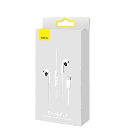 Headphones Baseus C17, inserts, wired, Type-C, 1.1 m, white-8