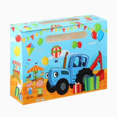 Gift package, blue tractor, 40x30x12 cm-4
