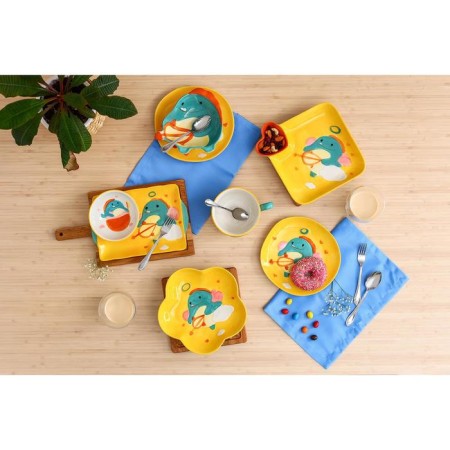 Ceramic rectangular "Cupid Dino" dish, 24.8 × 16.2 cm, yellow color-6