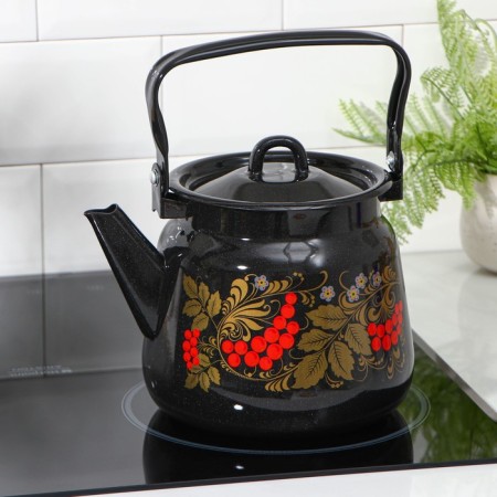 The teapot "Ryabinushka", a black hazel grouse, with a loop, 3.5 liters-4