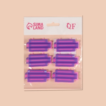 Bigudi for a basal volume, 5.7 × 3 × 1 cm, 6 pcs, pink/purple color-5