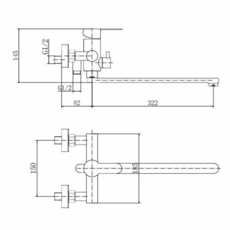 Bath mixer Fashun A52201, single -leaf, pour 320 mm, with shower, satin-1