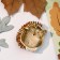 Brooch-Couple "Hedgehog" Dreamer, white-orange color in gold