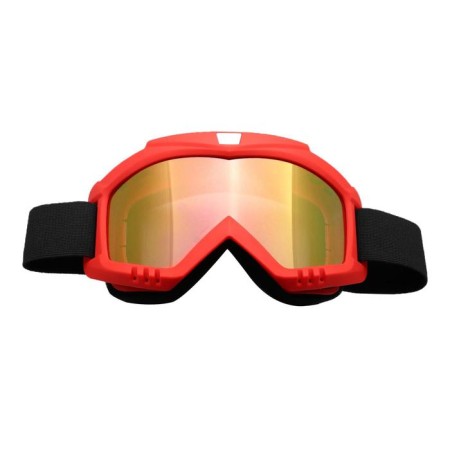 Glass-mask for motorcycle driving, Golden chrome glass, red color, OM-13