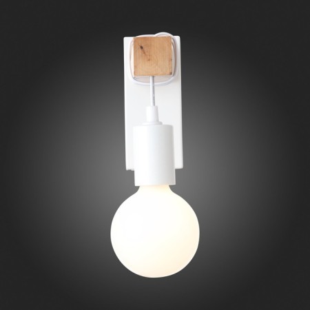 Wall lamp EVOLUCE. SL1142.501.01. Bagetti. 1x60 W, E27, 6.5x16 cm, white color, light wood-2