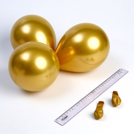 Latex ball 5 ", chrome, set 100 pcs., Color gold