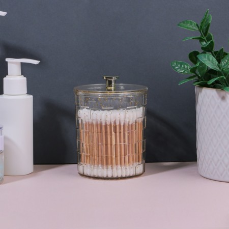 SHINE STORACTION ORGANIZER, with a lid, 8.5 × 8.5 × 11.2 cm, the color is transparent/golden-6