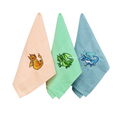 A set of waffle towels “Fire, air, water, earth”, size 33x60 cm, 3 pcs