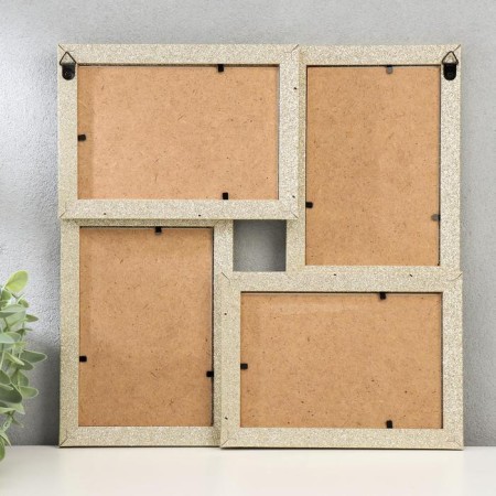 Photo frame plastic in 4 photos 10x15 cm "sparkles" gold 30x30 cm-2
