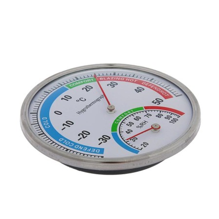 Street thermometer, mechanical, hygrometer, round, metal-1