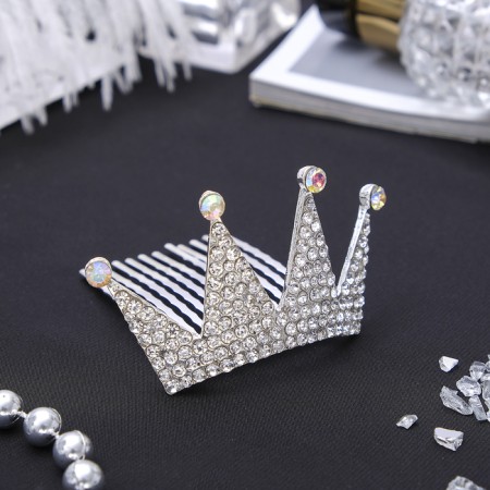 Hair diadem "Royal Special" rhinestones, 3.5x7.5 cm, silver