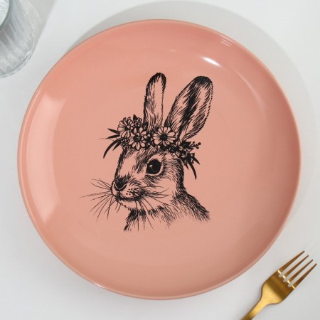 Ceramic plate "Bunny", 25.5 cm, copper color-3
