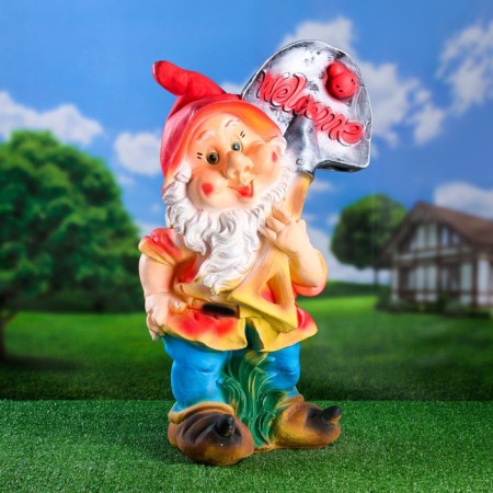Garden figure "Gnome with a shovel of welcom" 38x31x70cm Big Mix