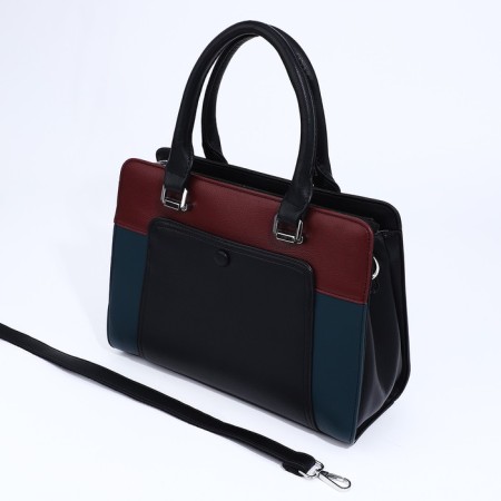 Lightning tout bag, external pocket, long belt, black color-5