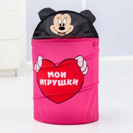 Корзина для игрушек "Мои игрушки" Минни Маус с ручками и крышкой-3