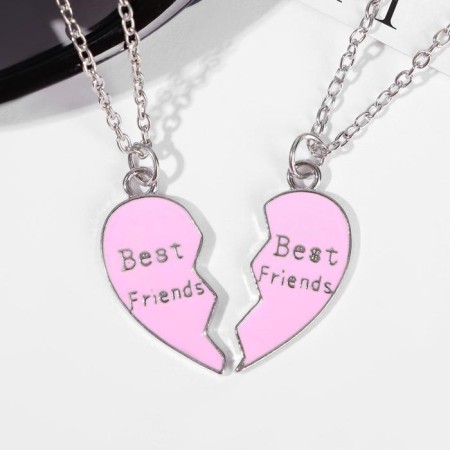 Kulons "Uenubles" Cloudy Heart, pink color in silver, 45 cm