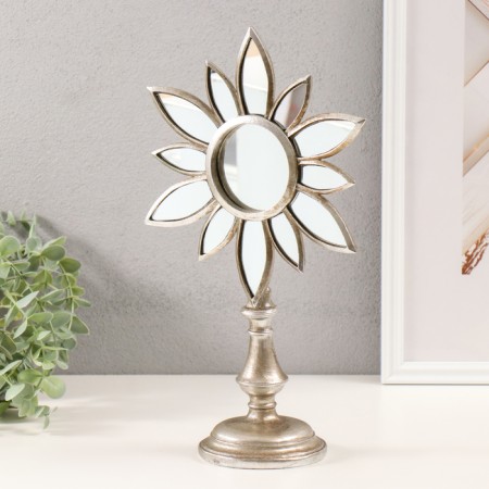 Souvenir Polystone "Mirror Flower" silver 21x9.5x33 cm-1