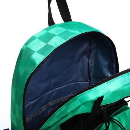 Youth backpack from textiles, 6 pockets, white/green color-5