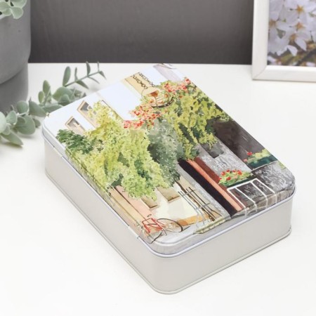 Casket metal rectangular "House with greens" 5.5x13.8x19.4 cm
